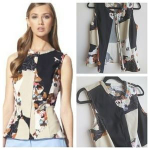 Philip Lim Peplum Printed Fabric Zippered Top