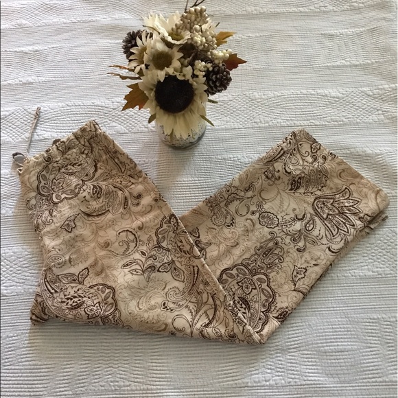 Liz Claiborne Pants - Villager tan and brown Paisley Print Linen pants