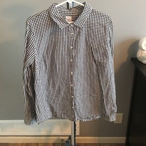 J. Crew Black Crinkle Gingham Boy Shirt