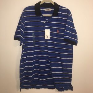 Blue, shirt-sleeve, collared polo tee