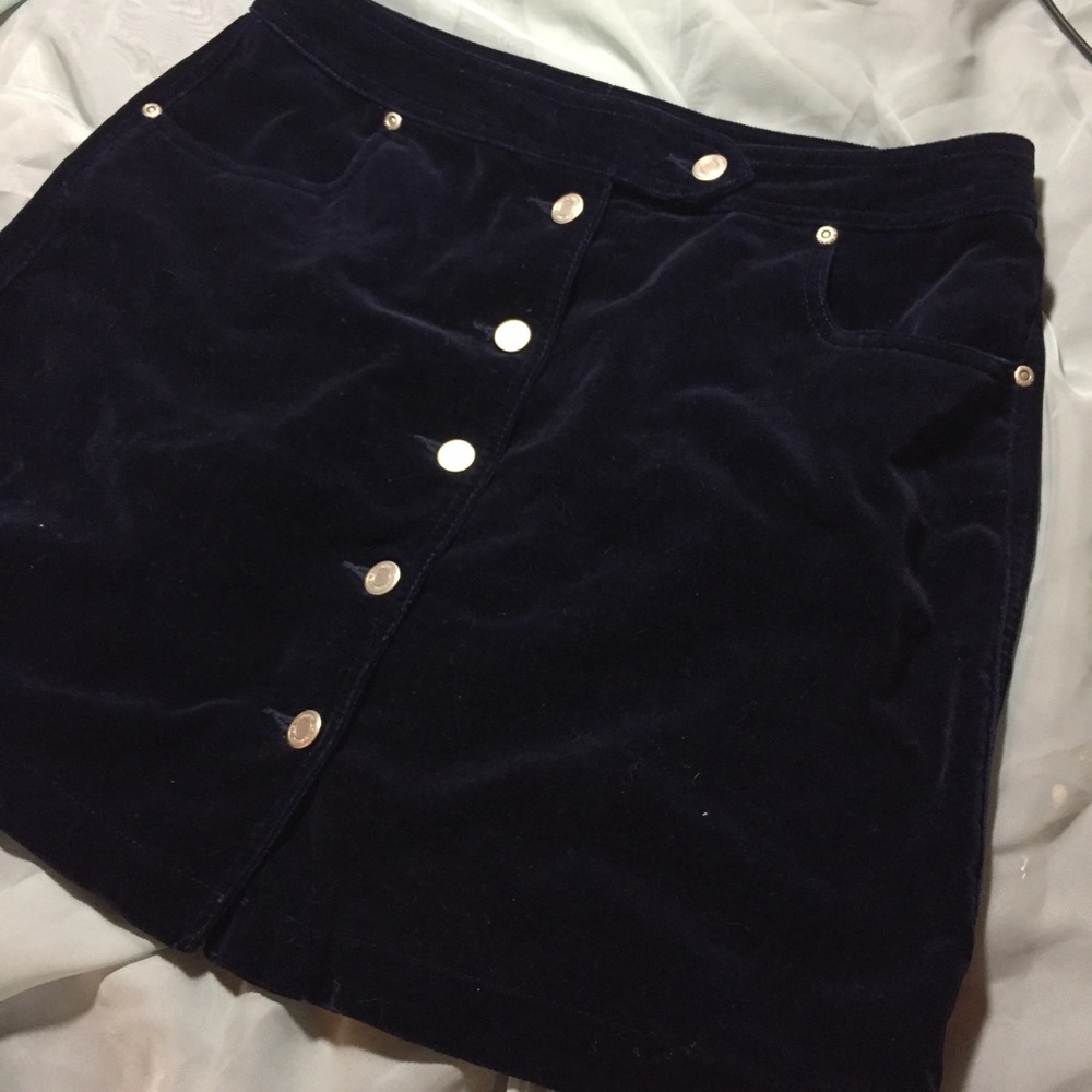 Deep blue velvet skirt