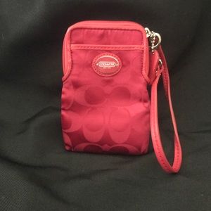 Red Coach wristlet/phone case