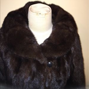Ruche Collar Brown Mid Length Mink Coat