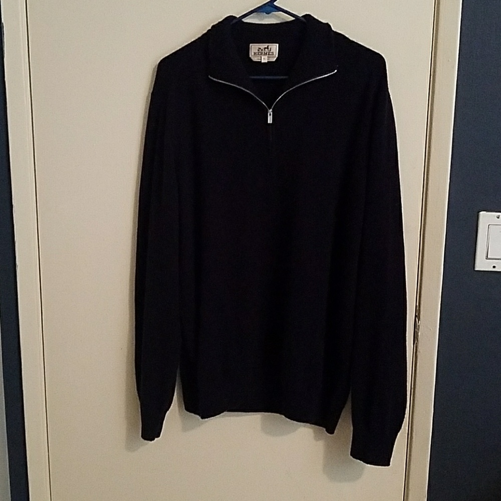 AUTHENTIC 100% CASHMERE HERMES CARDIGAN(NAVY BLUE)