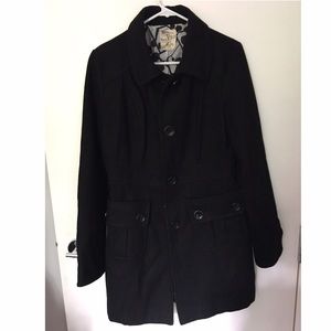 Tulle Long black peacoat