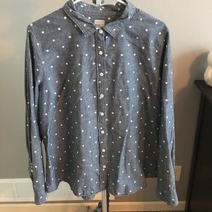 J. Crew Denim with White Polka Dots Button Down.