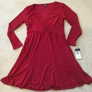 NWT Women's Chaps Faux Wrap Godet Dress sz Large