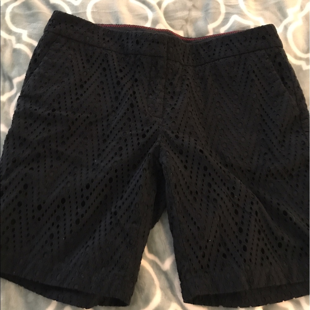 Navy Blue Eyelet walking shorts