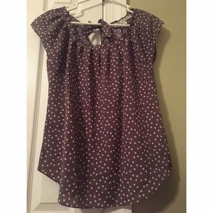 Lauren Conrad Gray & White Polka Dot Top- Small