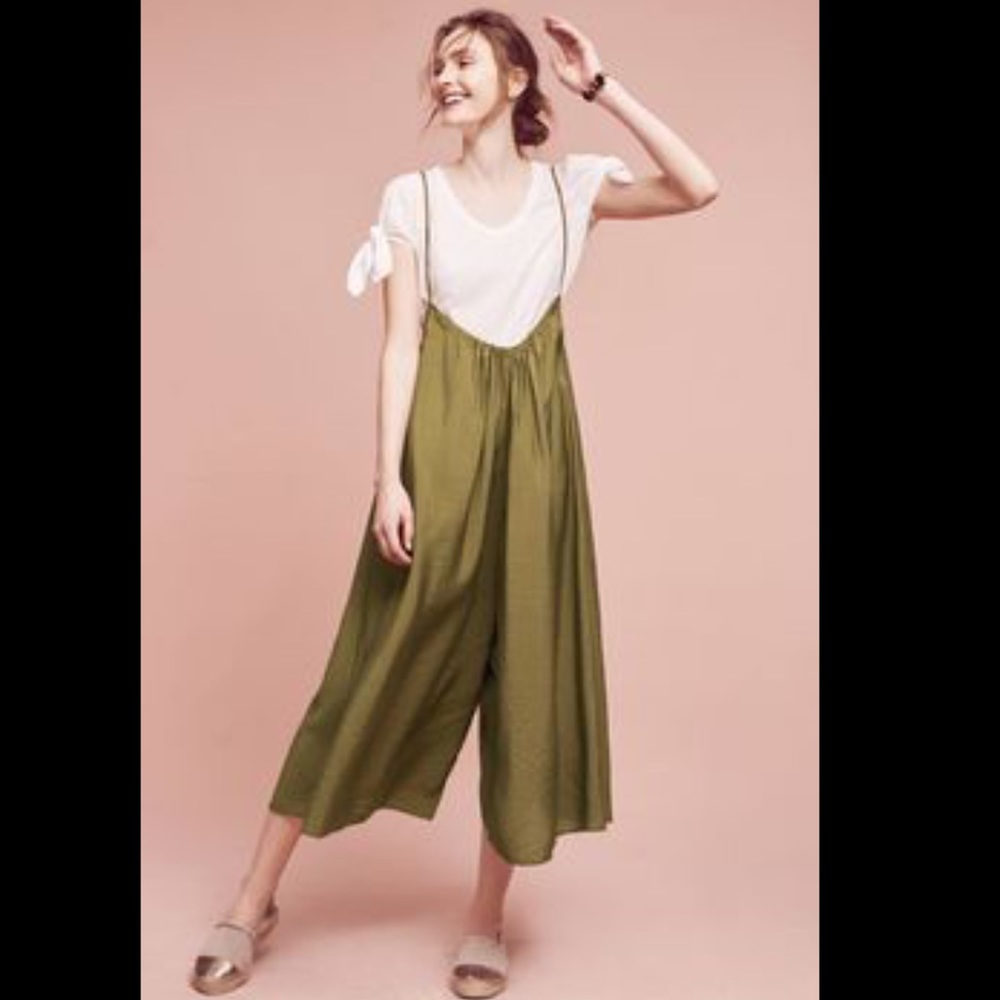 Anthropologie Emerald Suspender pants