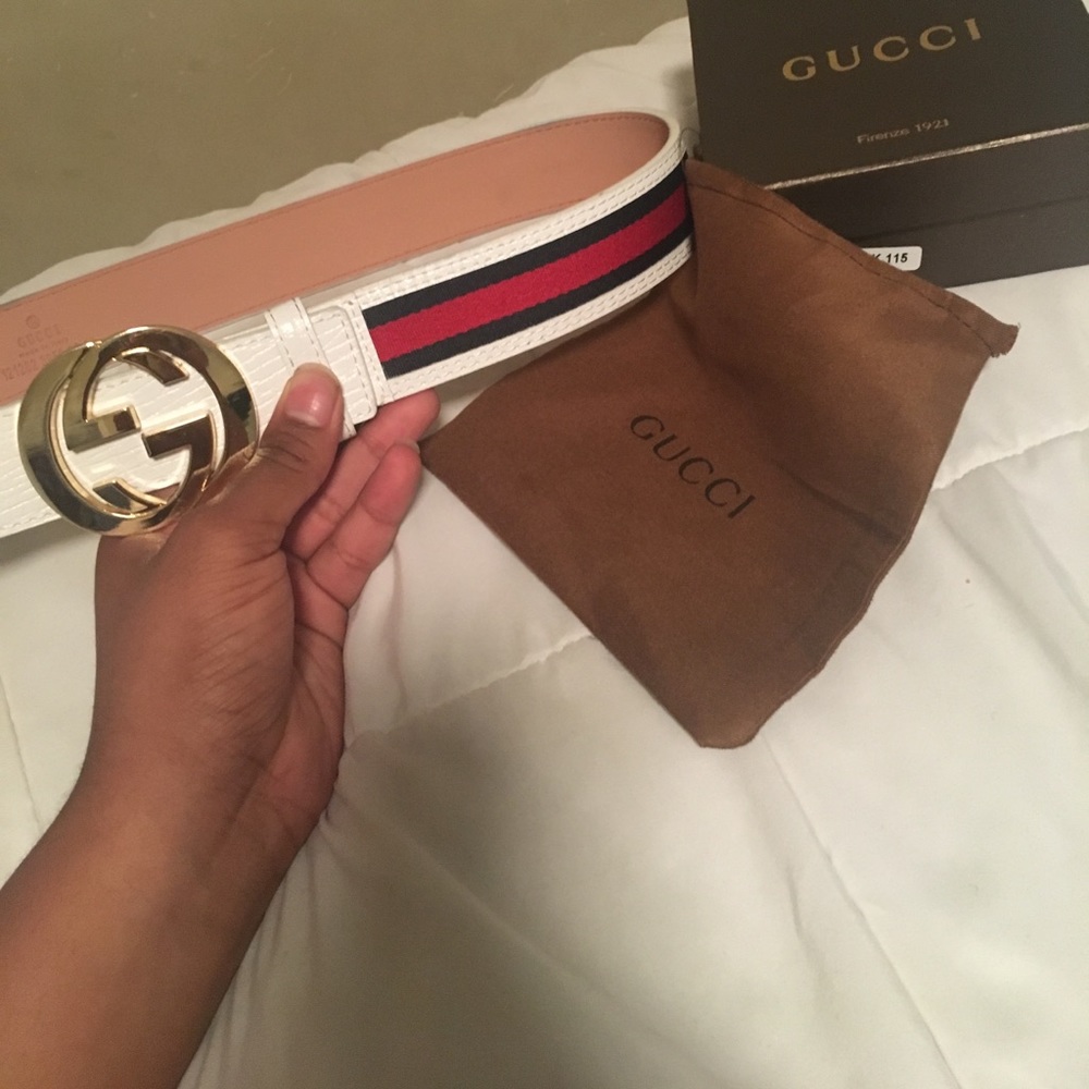 Gucci web belt white