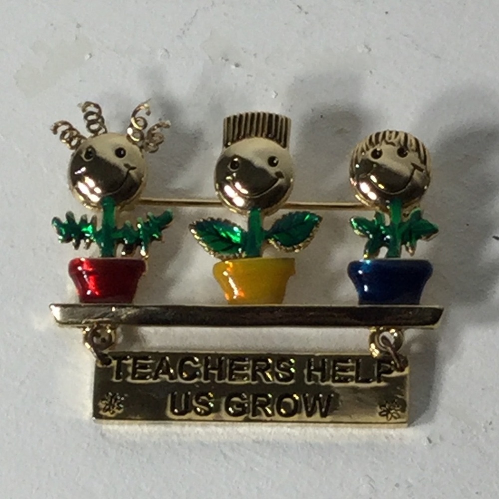 Vintage Danecraft Teachers Help Us Grow Brooch