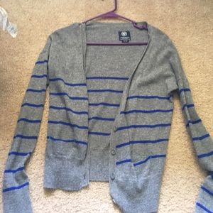 Gray with blue stripes cardigan
