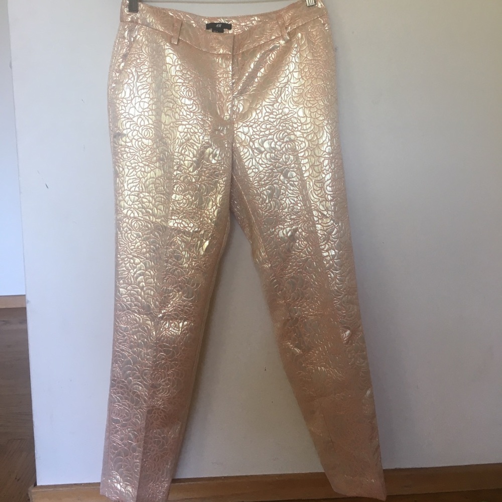 H&M gold jacquard trouser