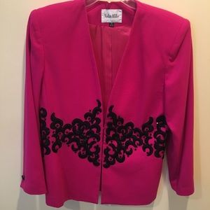 Gorgeous  Nolan Miller Beaded Trim Pink Blazer