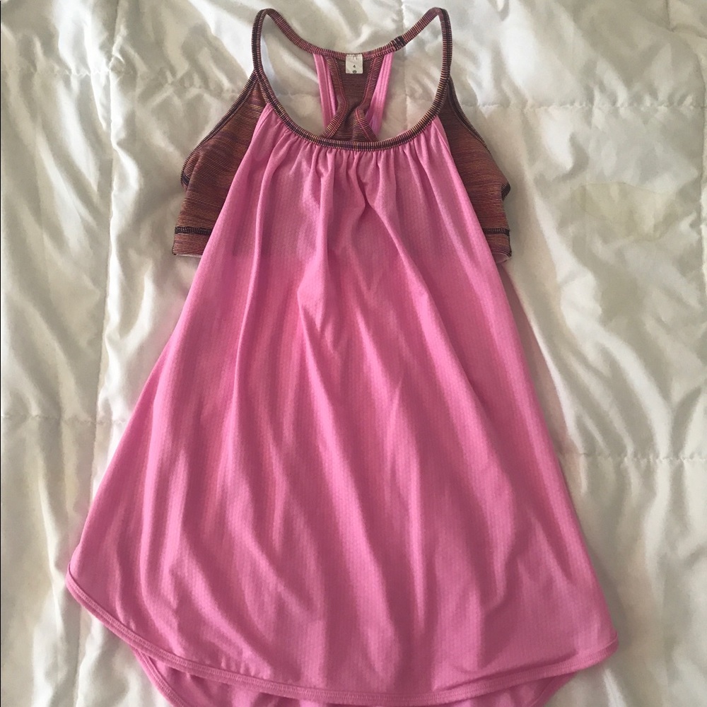 lululemon pink tank with build in bra
