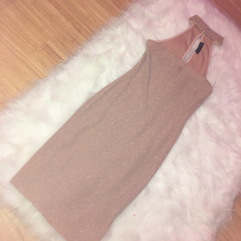 Champagne choker halter top dress