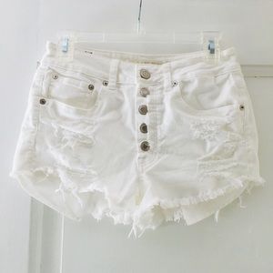 White High Rise Shorts