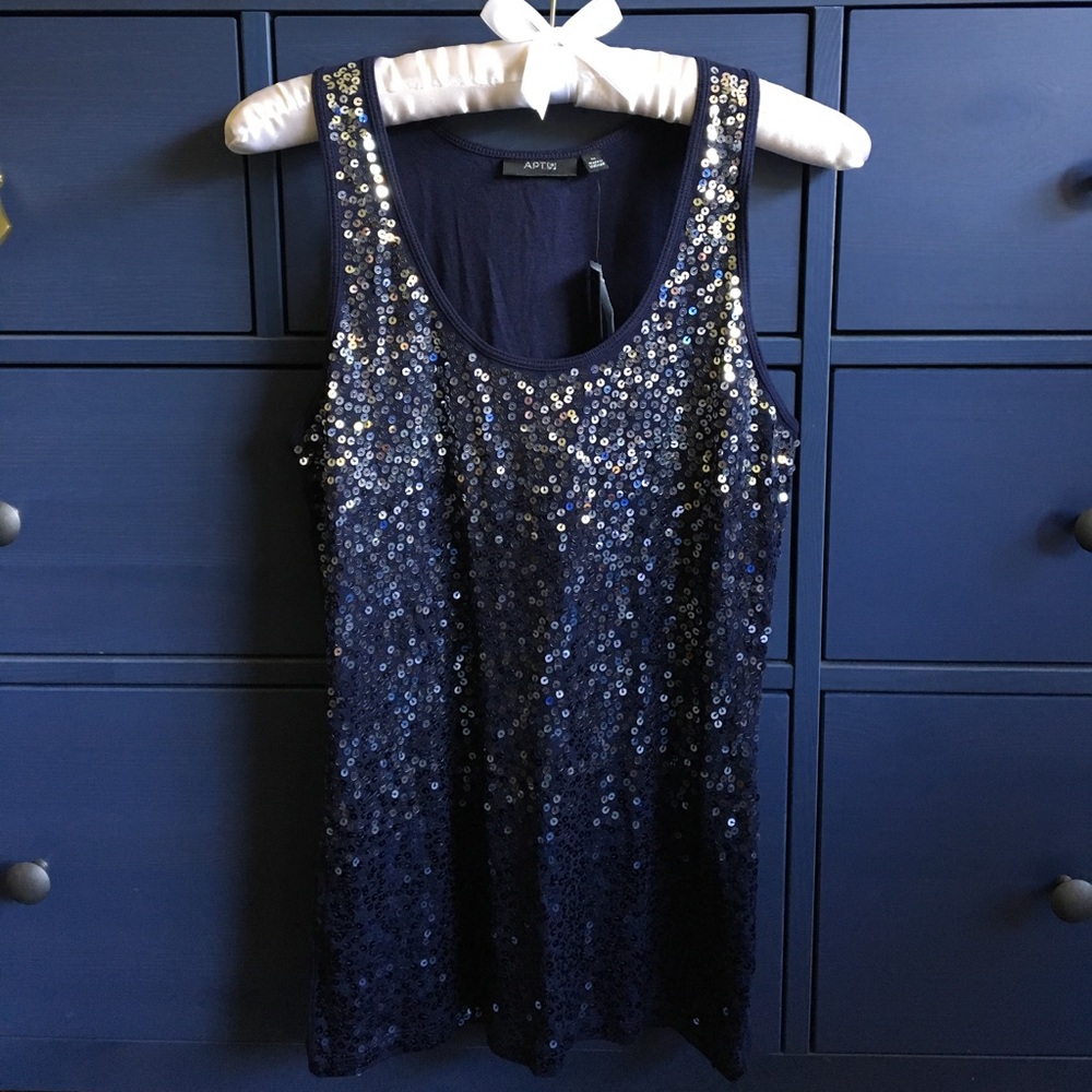 Navy sequin tank