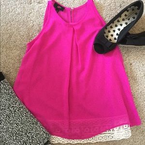 IZ buyer girl pink top with lace. Never worn