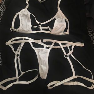 Two piece lingerie thong garter bottom and top