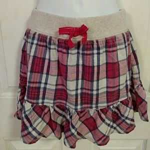 Kids pink and dark purple plaid skirt