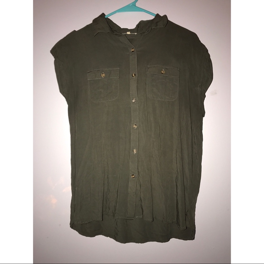 Army green button down
