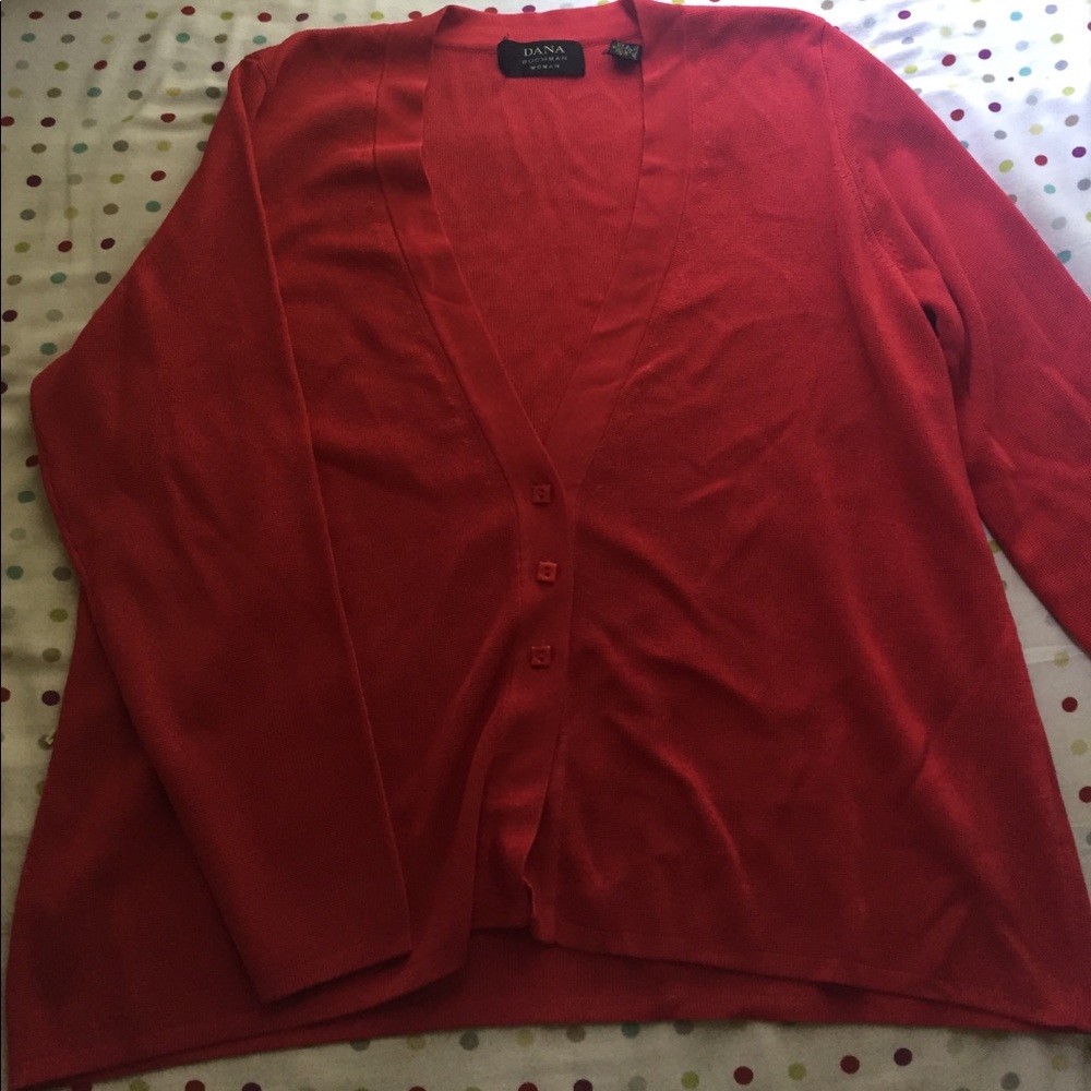 Dana Buchman long sleeve 100% silk V-Neck Cardigan