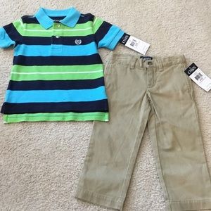 NWT Chaps Boys' Polo shirt and Khaki Pants size 2T