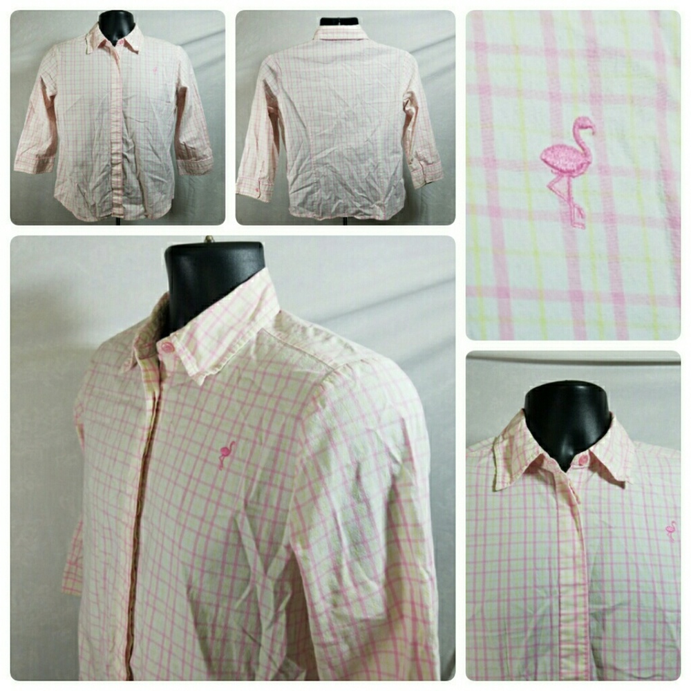 Mountain Lake Pink and Green Check Shirt Sz S EUC