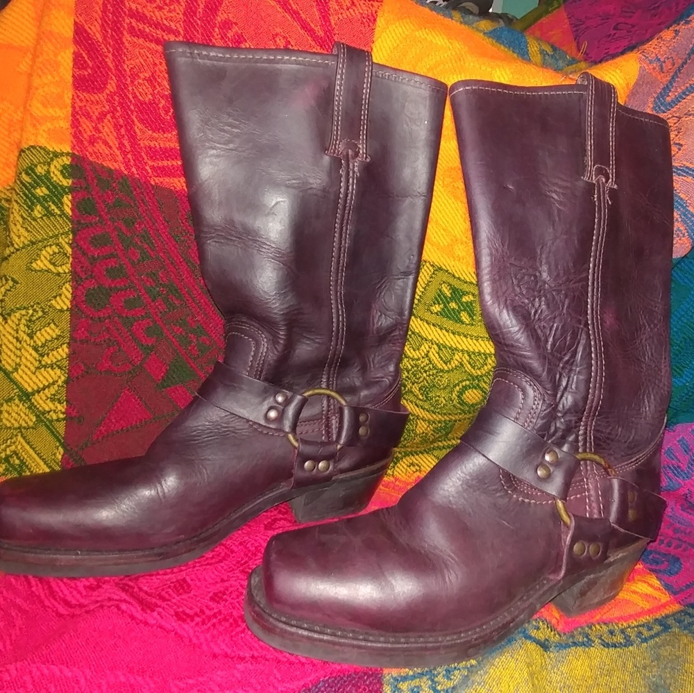 Fry moto boots. Oxblood Red