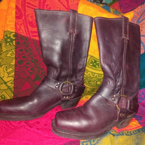 Fry moto boots. Oxblood Red - Picture 1 of 4