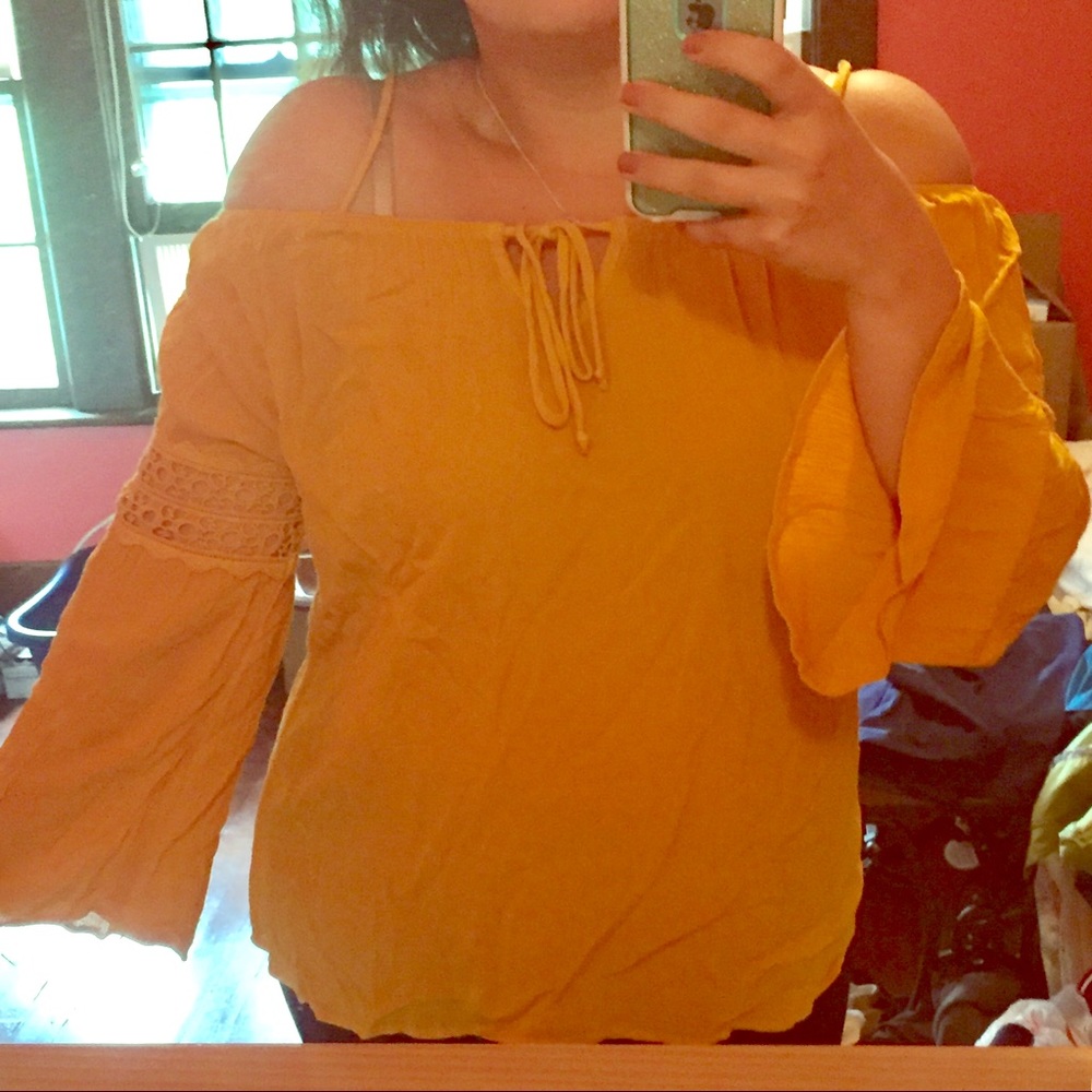 Yellow Off the Shoulder Peasant Top