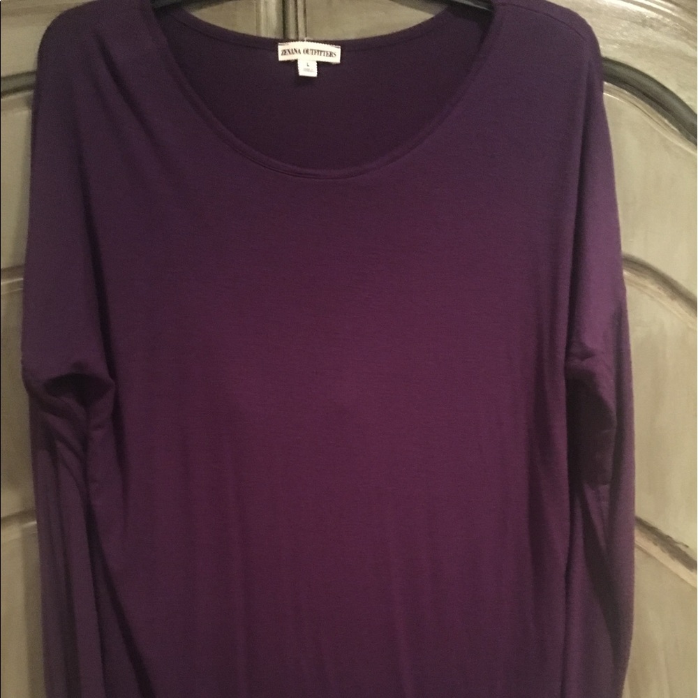 Dark plum colored boutique Piko style top