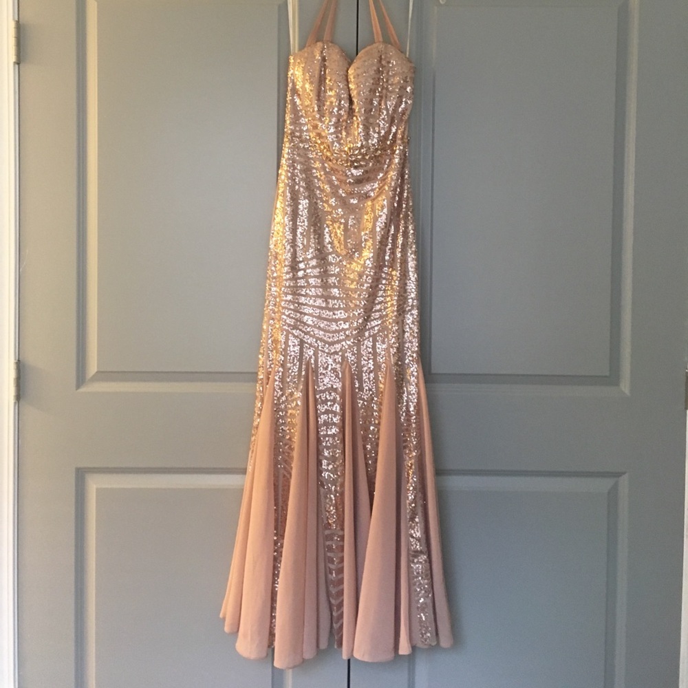 Gold/nude Floor length gown with sequins