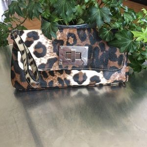 EUC/  Animal Print Vinyl Clutch/ Wristlet