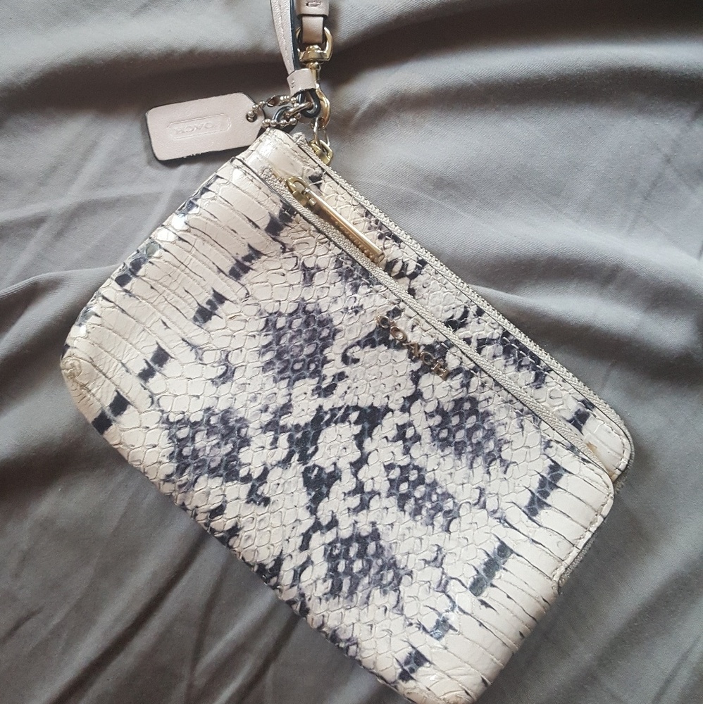 Authentic Coach snakeskin wristlet
