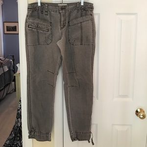 Free People Gray Linen-cotton pants