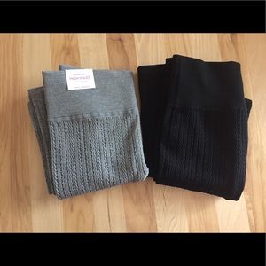 Grey and Black Fleece Knit Leggings