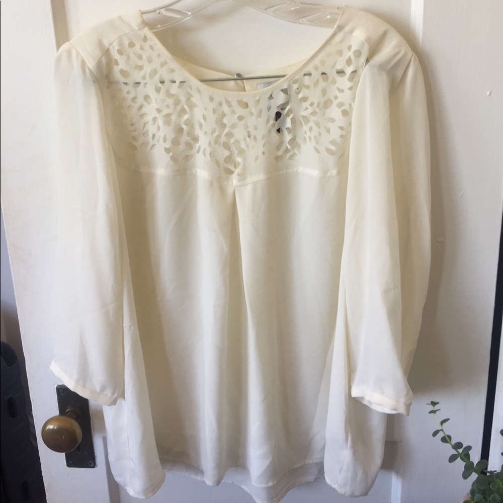 Anthropologie HD in Paris Lasercut Ivory Blouse
