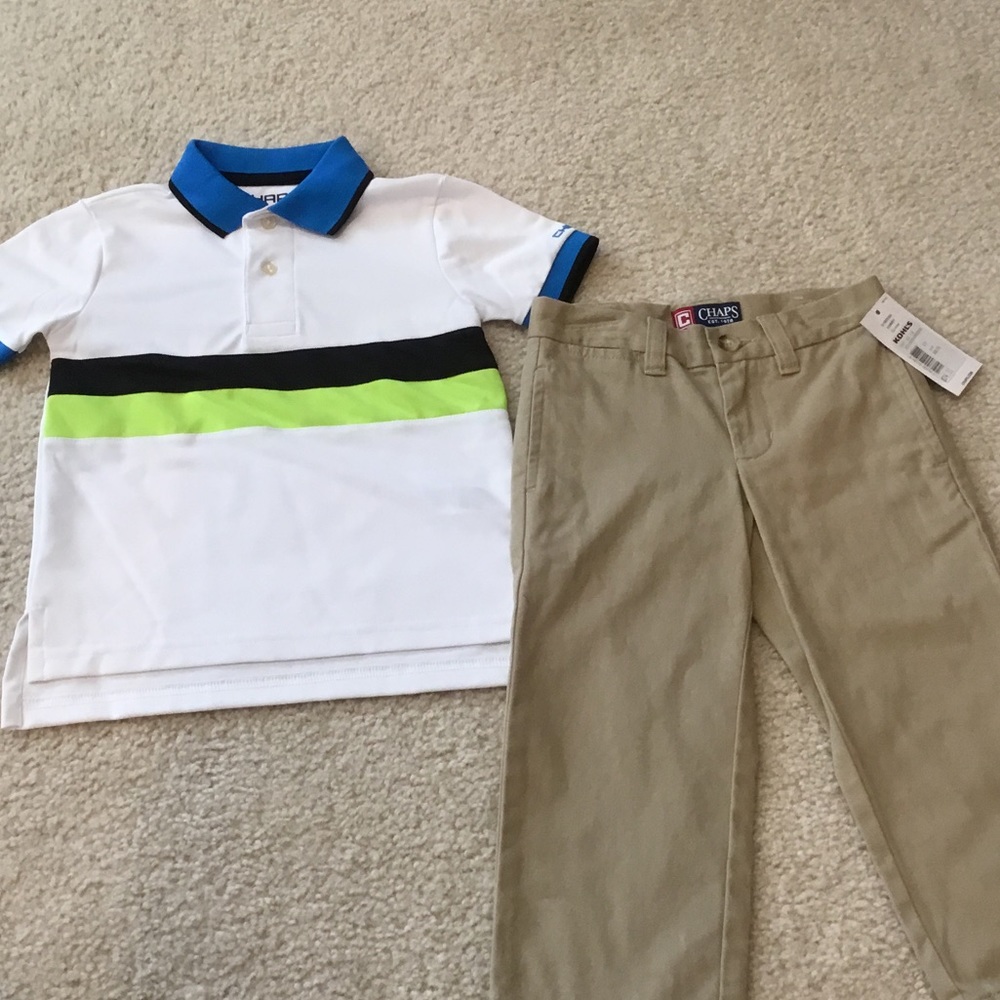 NWT Boys' Chaps Sport Polo with Khaki pants sz 2T