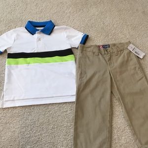 NWT Boys' Chaps Sport Polo with Khaki pants sz 2T