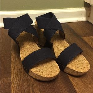 Lucky Brand Navy Wedges-size 10
