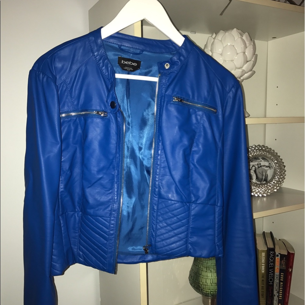 Bebe blue leather like jacket