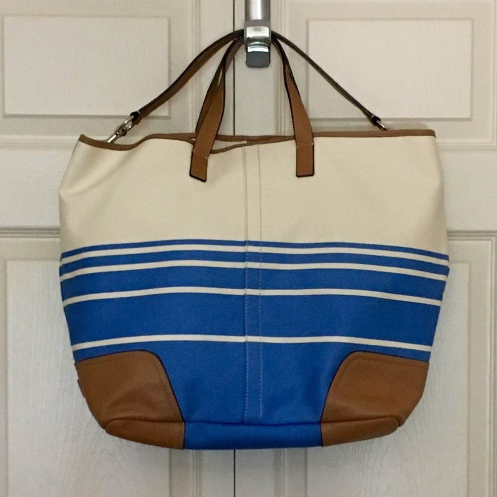 Coach white and blue canvas bag