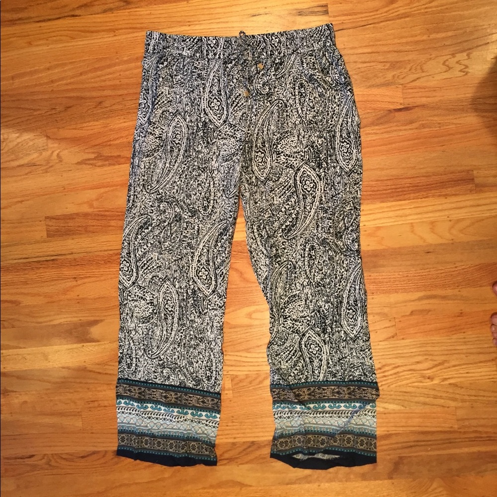 Patterned Wide Leg Pants
