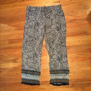 Patterned Wide Leg Pants