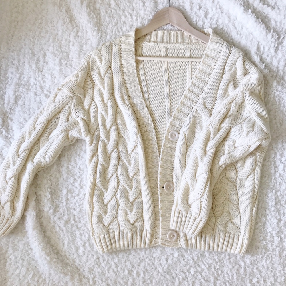 Creme Knitted Chunky Cardigan