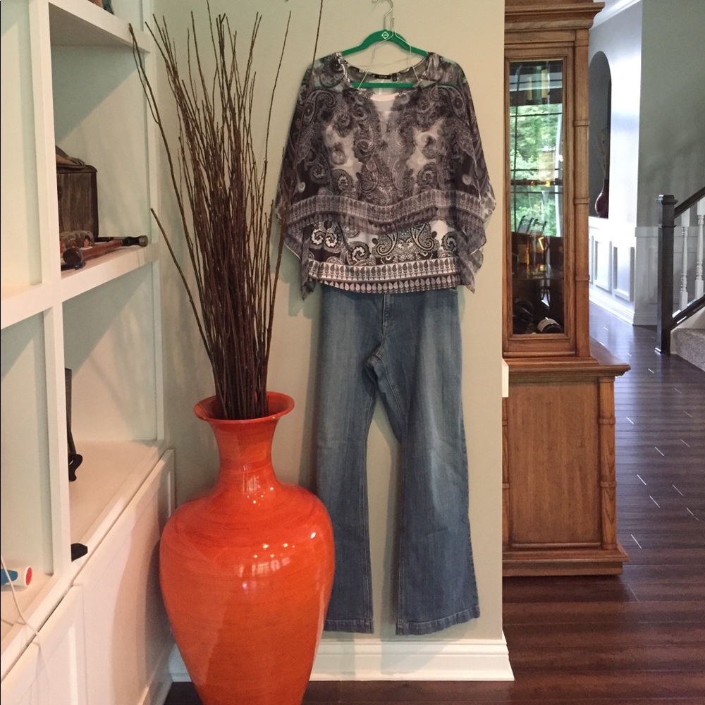 Paisley Tank with Matching Sheer Poncho