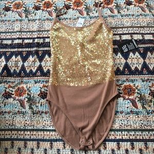 NWT Express golden sequin bodysuit